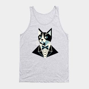 Tuxedo Geometric Cat Tank Top